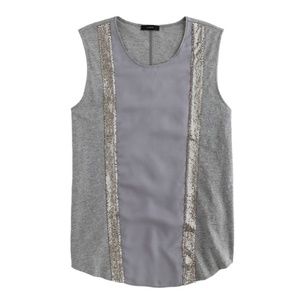 J. Crew Silver Chainmail Striped Tank Top